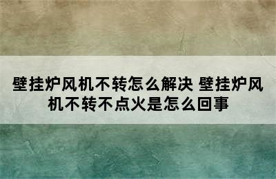 壁挂炉风机不转怎么解决 壁挂炉风机不转不点火是怎么回事